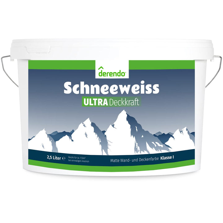 derendo Schneeweiss ultra wandfarbe weiss höchste deckkraft 2.5l weisse wandfarbe ausbessern wand st