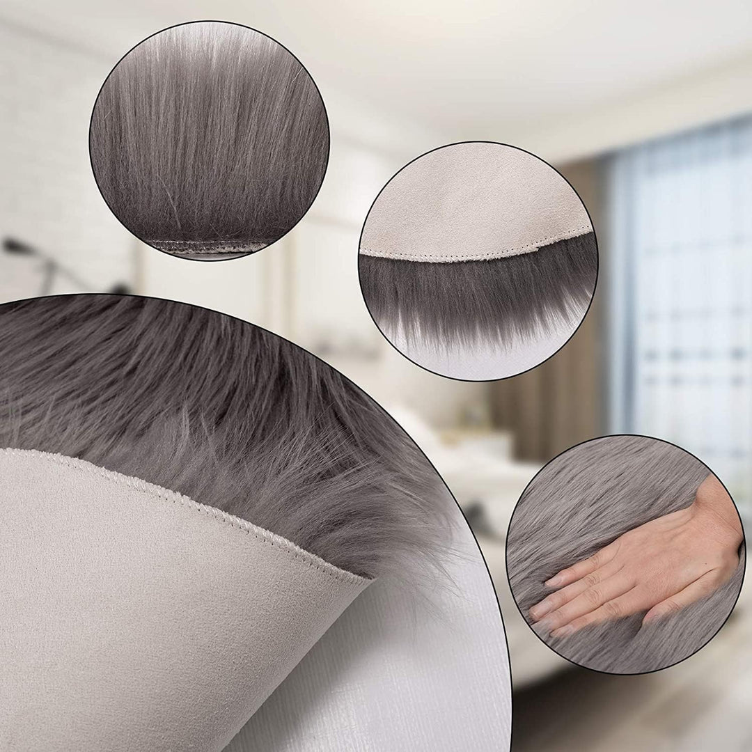 WOLTU Fellteppiche Schaffell, Kunstfell Lammfellimitat Teppich flauschig, Longhair Fell Optik, Dekof
