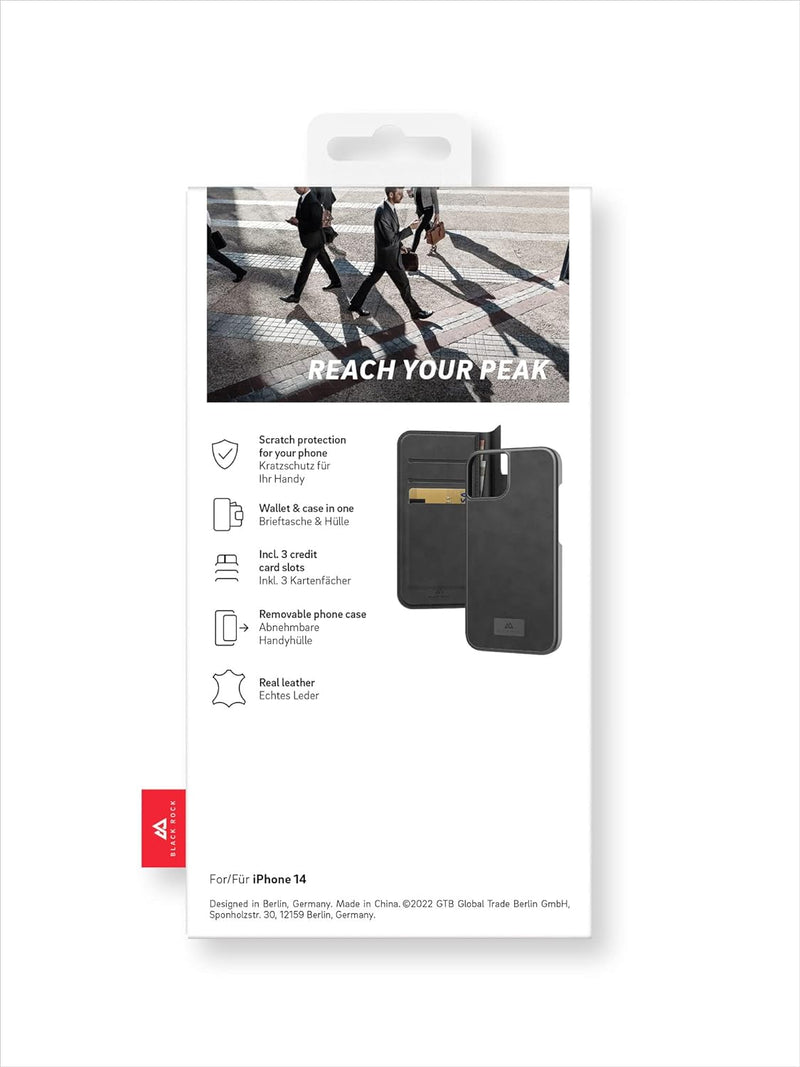Black Rock - Hülle 360 Grad Klapphülle 2-In-1 Leder Wallet Passend für Apple iPhone 14 I Handyhülle,