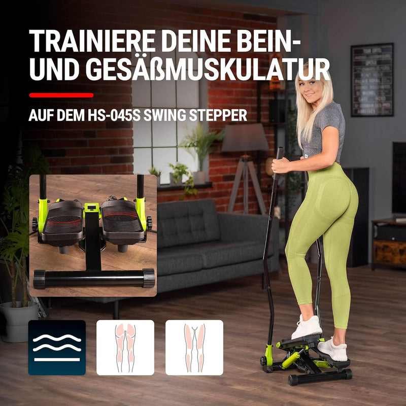 Hop-Sport Swing Stepper HS-45S Slim Up-Down-Side-Stepper für Zuhause - Ganzkörpertraining - inkl. Tr