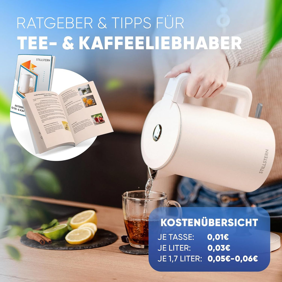 Stillstern Wasserkocher mit Edelstahl Filter [1,7L - 2200W] Wasserkocher mit Präzisionsausguss und A