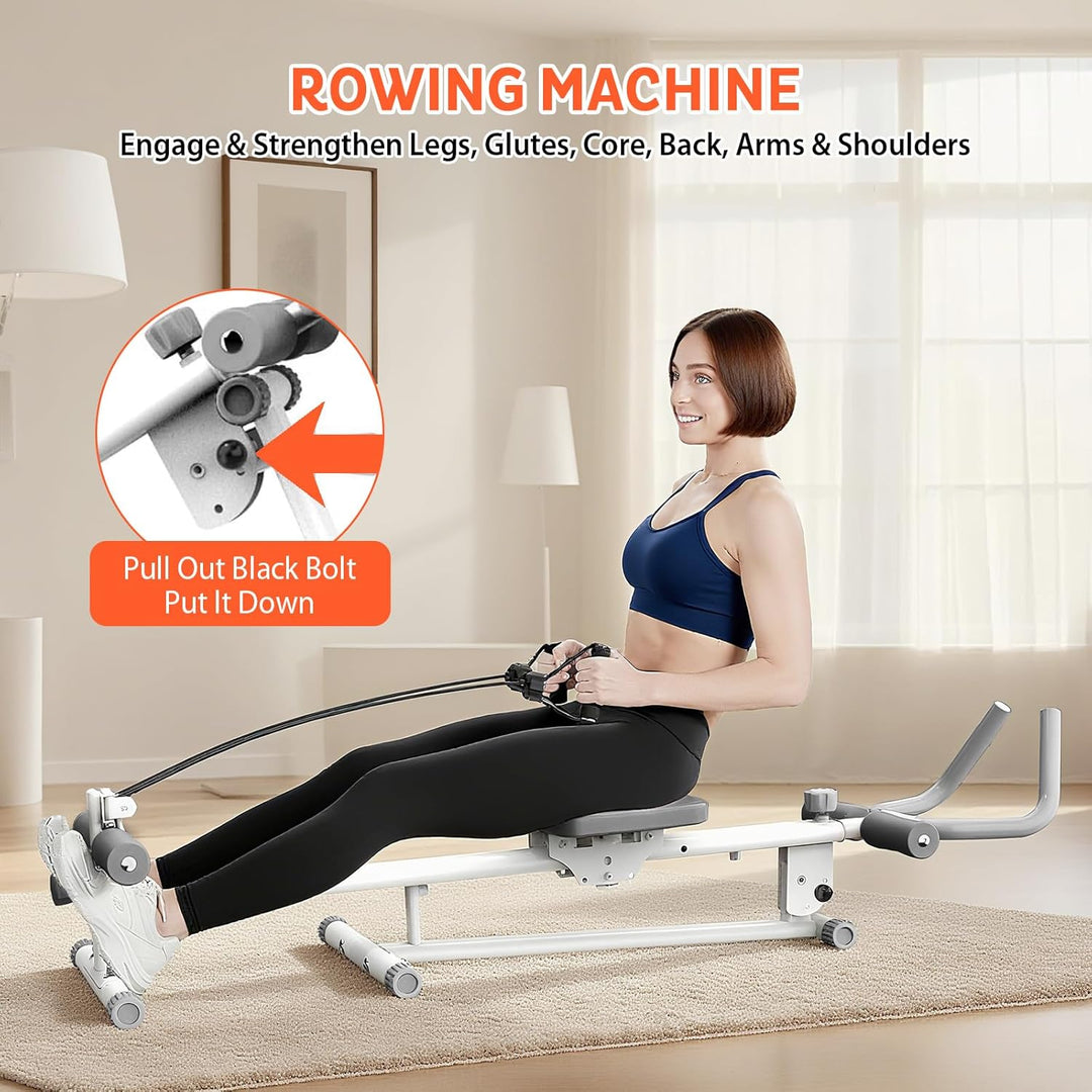 Rudergerät für Zuhause, 4-in-1-Übungsausrüstung, Klappbar Rudermaschine/Beinpressmaschine/Ab Glider
