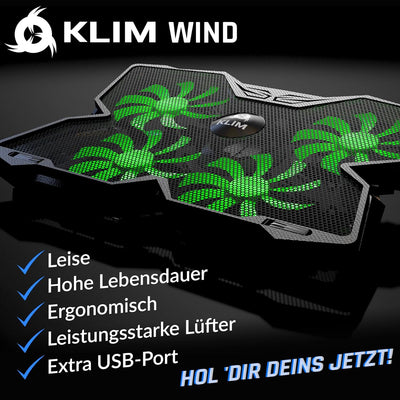 KLIM Wind Laptop Kühler - Mehr als 500 000 verkaufte Einheiten - NEU 2023 - Leistungsstark - Schnell