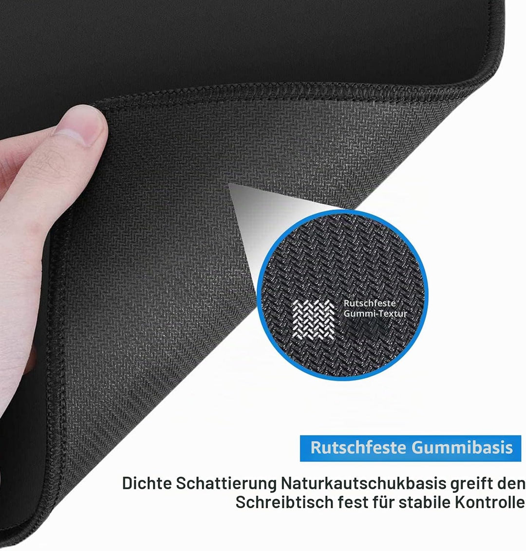 Jasuine Grosses XXL-Gaming-Mauspad, Mauspad mit genähtem Rand und Rutschfester Gummiunterseite, Schr