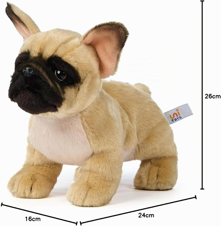 Uni-Toys - Französische Bulldogge (beige) - Ohne Leine - 26 cm (Länge) - Plüsch-Hund - Plüschtier, K