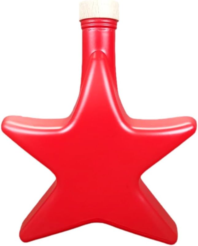 gouveo 6er Set Glasflasche 200 ml Stern rot gefrostet mit Holzgriffkorken - Weihnachtsflasche in Ste