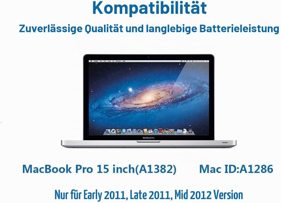 XINGLT A1382 A1286 Akku Ersatz Laptop Akku für a1286 MacBook Pro 15 Zoll A1382 Akku Ersatz Hohe Leis