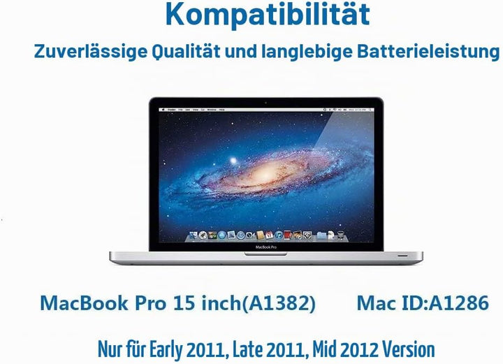 XINGLT A1382 A1286 Akku Ersatz Laptop Akku für a1286 MacBook Pro 15 Zoll A1382 Akku Ersatz Hohe Leis