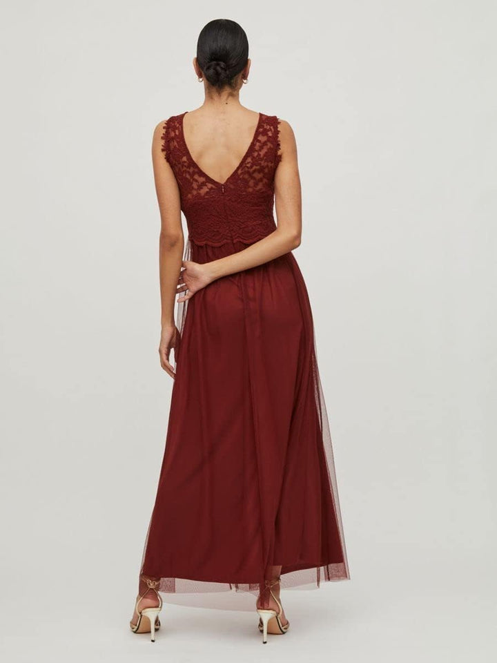 Vila NOS Women's Vilynnea Maxi Dress-Noos Party 34 Fired Brick, 34 Fired Brick