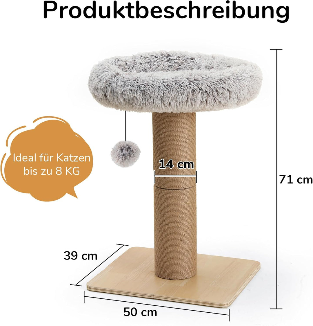 FUKUMARU Kratzbaum für Katzen – 71 cm hoher Kratzturm mit Katzenliege für Erwachsene Katzen im Innen