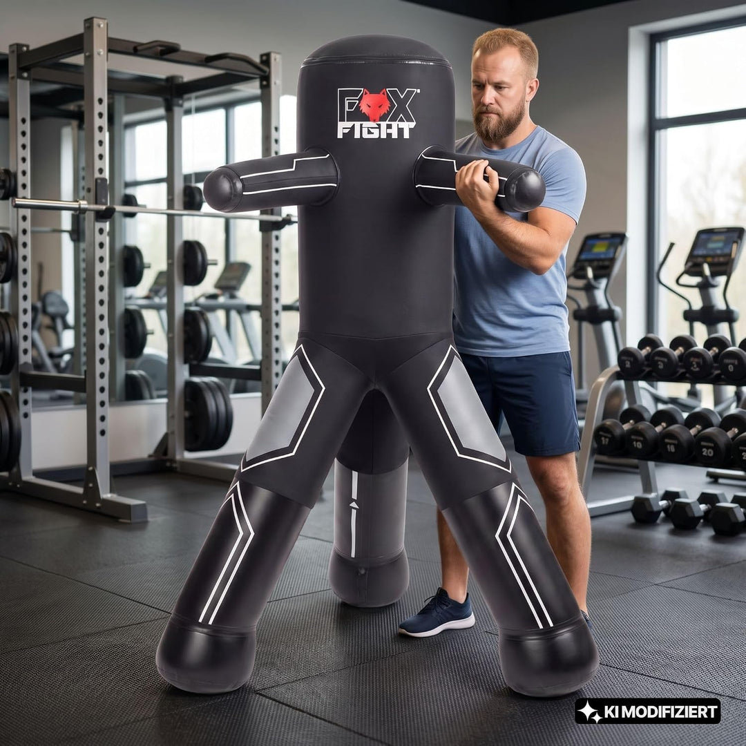 FOX-FIGHT Dreibein Standboxsack Trainer mit Armen Box-Dummy Boxpuppe | innovativer Boxdummy / Standb