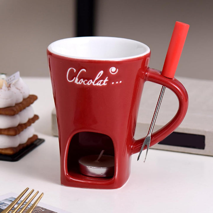 Generisch Schokofondue Tasse Fondue Mit Gabel Schmelztopf Für Weihnachtsplätzchen, Mehrzweck Chocola