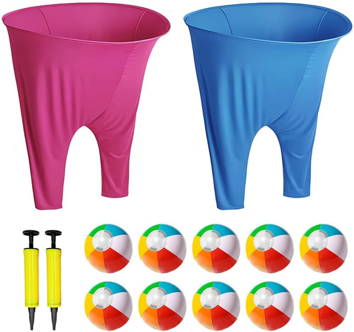 2 Stück Granny Pants Yard Game, Granny Pants Spiel mit 10 Hüpfbällen und 2 Ballonpumpe, Lustige Ries