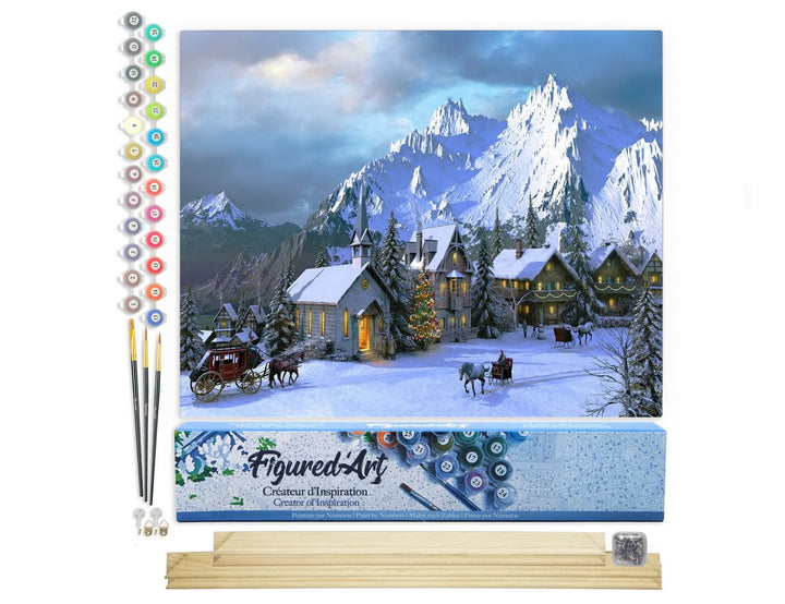 Figured'Art Malen Nach Zahlen Erwachsene Mit Rahmen Winter in den Alpen - Paint by Numbers Basteln D