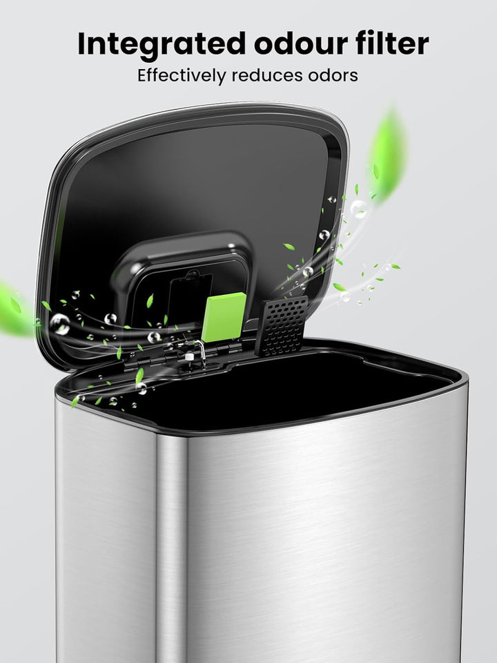 YEAUPE PRO Mülleimer Küche 50L Edelstahl, Treteimer mit Deckel Soft Close, Abfalleimer mit Herausneh