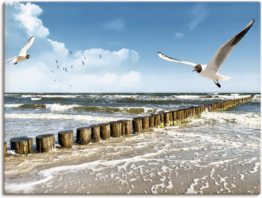 Artland Leinwandbild Wandbild Bild auf Leinwand 80x60 cm Wanddeko Strand Meer Maritim Landschaft See