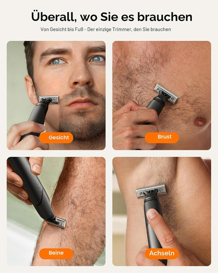 2025 Upgrade Elektrischer Barttrimmer & Rasierer [Schmerzfrei & Sanft] USB-C Schnellladung, Tragbare