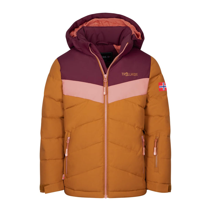 Trollkids Mädchen Winterjacke Gryllefjord 110 Burgunderrot/Karamell-Braun/Lachsrosa, 110 Burgunderro