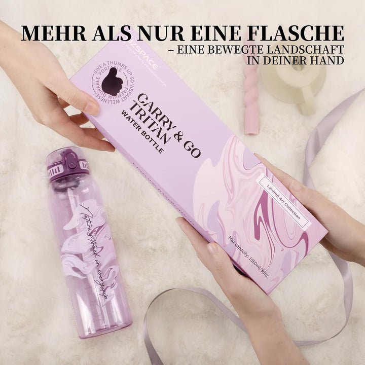 UZSPACE Trinkflasche Sport 1L, Tritan Bpa-Frei Trinkflasche Auslaufsicher mit Einhandbedienung, Kohl