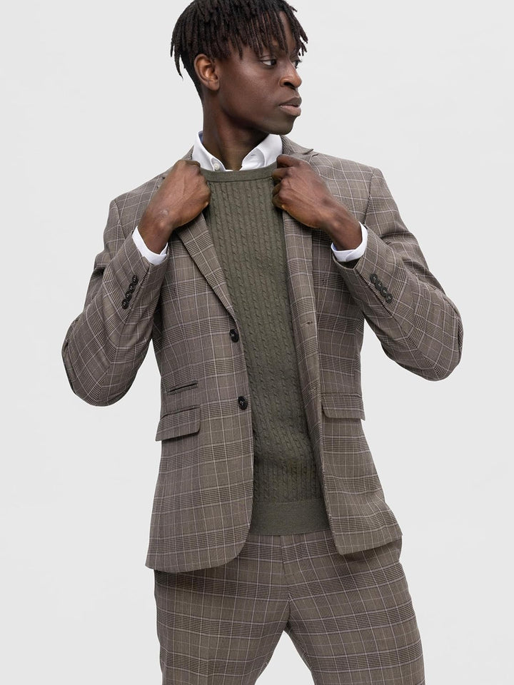 SELETED HOMME Herren Slhslim-Neil Brown Blue Check BLZ B Noos Sakko 98 Chinchilla/Checks:light Blue,