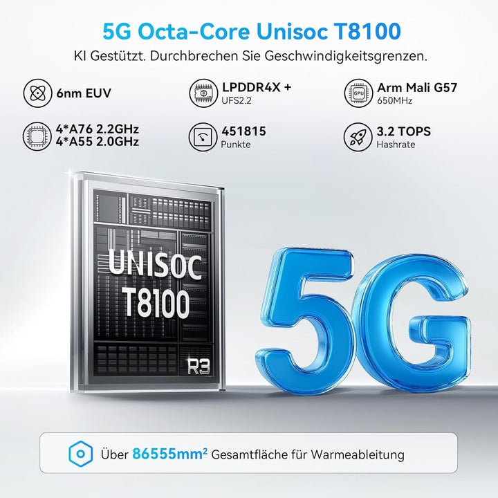 OSCAL Tiger 8 24GB+128GB/2TB TF 5G Smartphone, 6,88 Zoll 120Hz Augenschutz-Display, Android 15 Smart