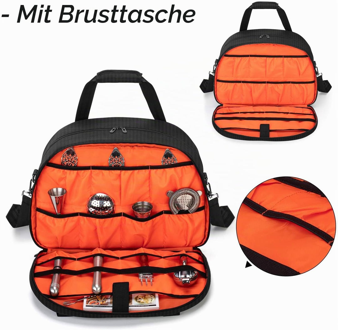 CURMIO Cocktail Sets Aufbewahrungstasche, Barkeeper Tasche, Tragbare Reisetasche für Cocktailmixer S