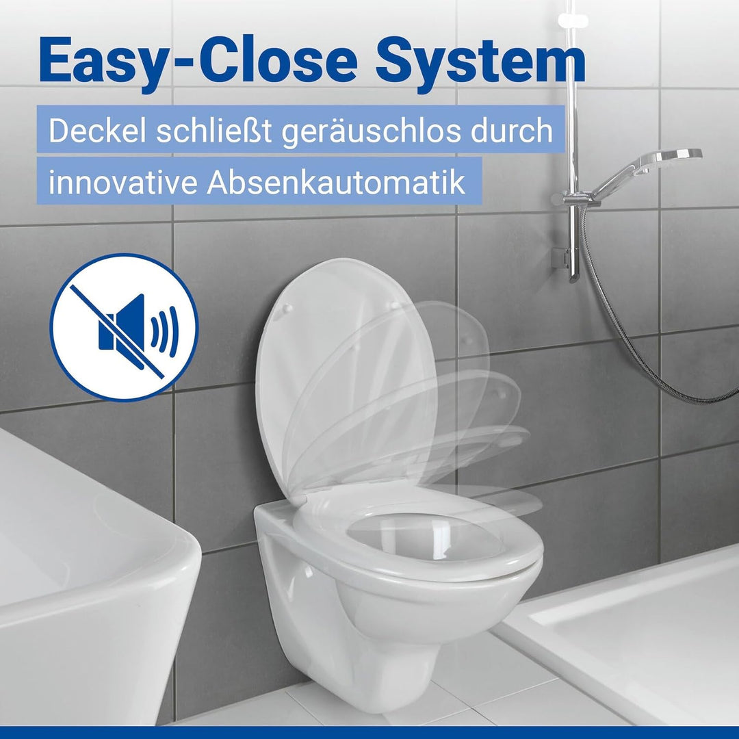 WENKO WC-Sitz Muschel, hygienischer Toilettensitz mit Absenkautomatik, WC-Deckel mit Fix-Clip Hygien