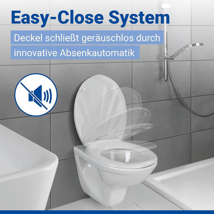 WENKO WC-Sitz Muschel, hygienischer Toilettensitz mit Absenkautomatik, WC-Deckel mit Fix-Clip Hygien
