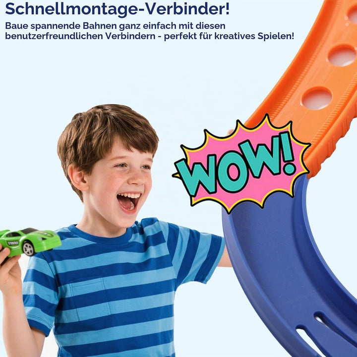 8 Stück Gebogene Schienenstücke Kompatibel mit Hot Wheels Spielzeugautos, ABS Rennstreckenverbinder