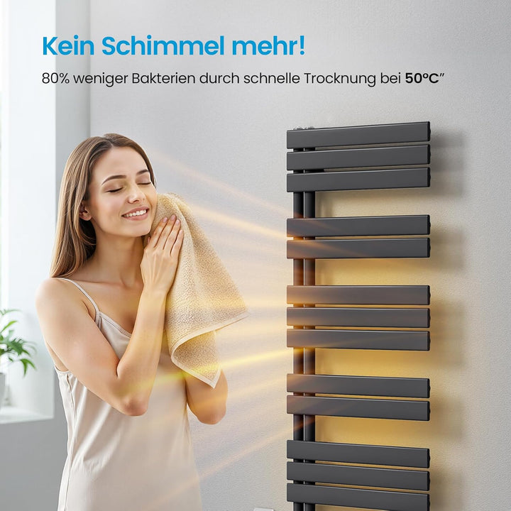 Heilmetz Badheizkörper Elektrisch Heizkörper Bad mit Digitalem Thermostat Handtuchheizkörper mit Tim