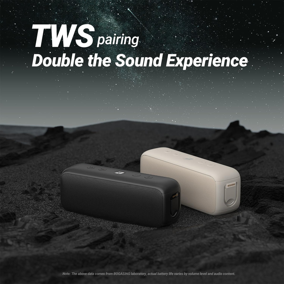 BOGASING G6 Tragbarer Bluetooth Lautsprecher, Lautsprecher Boxen Bluetooth mit 30W Stereo-Sound, 35h