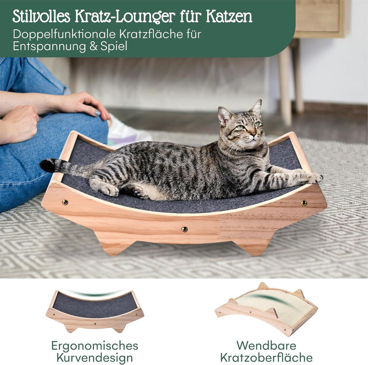 Pfotenolymp Katzenkratzbrett - Doppelseitig Haltbarer Katzen Kratzmatte - Holzstruktur Kratz Pads Ka