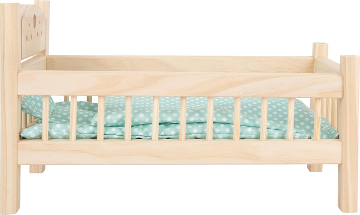 small foot Puppenbett aus Holz, Puppenmöbel-Zubehör, Kissen und Decke im Herz-Design, ab 3 Jahren, 9