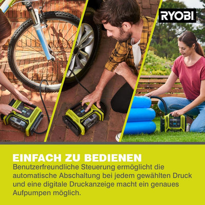 RYOBI 18 V ONE+ Akku-Multikompressor R18MI-0, Digital, max. Druck 10,3 bar, ohne Akku und Ladegerät,