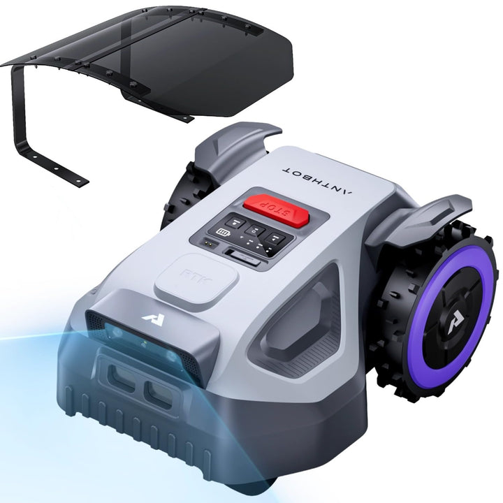 ANTHBOT M9+Garage, Rasenmäher Roboter ohne Begrenzungsdraht, RTK-Navigation mit Dual-Vision, KI-Hind