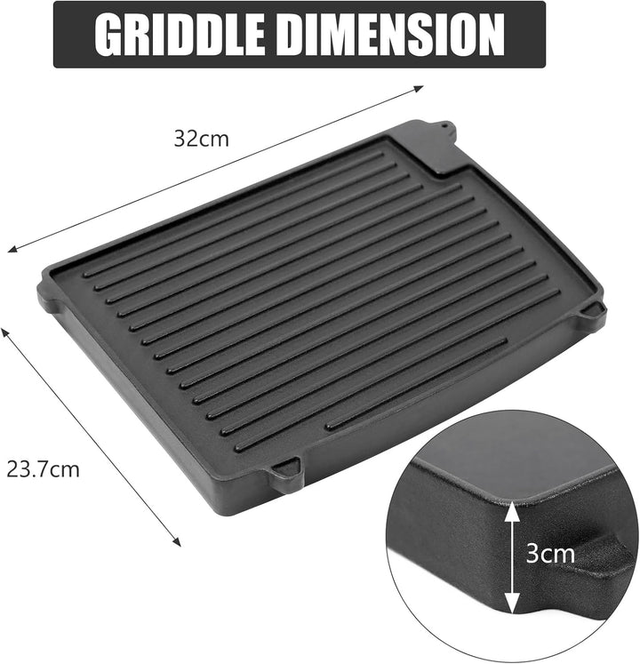 GFTIME 32 x 24cm Gusseisen Grill-Wende-Platte für Enders Urban, Urban Pro, Explorer, Explorer Pro, G