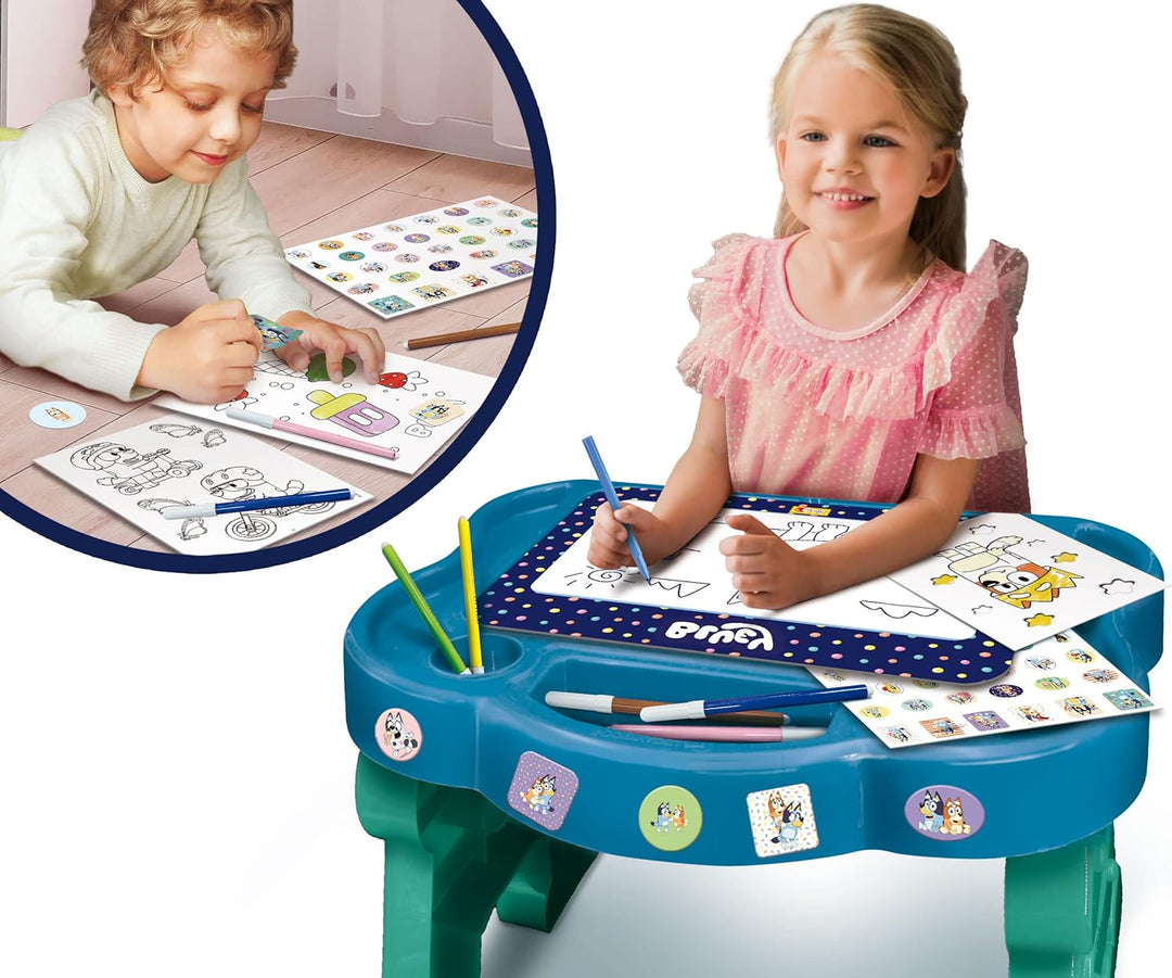Lisciani - BLUEY - KREATIVSCHREIBTISCH - Kreativset für Kinder ab 3 Jahren - Malbuch Bluey, Sticker,