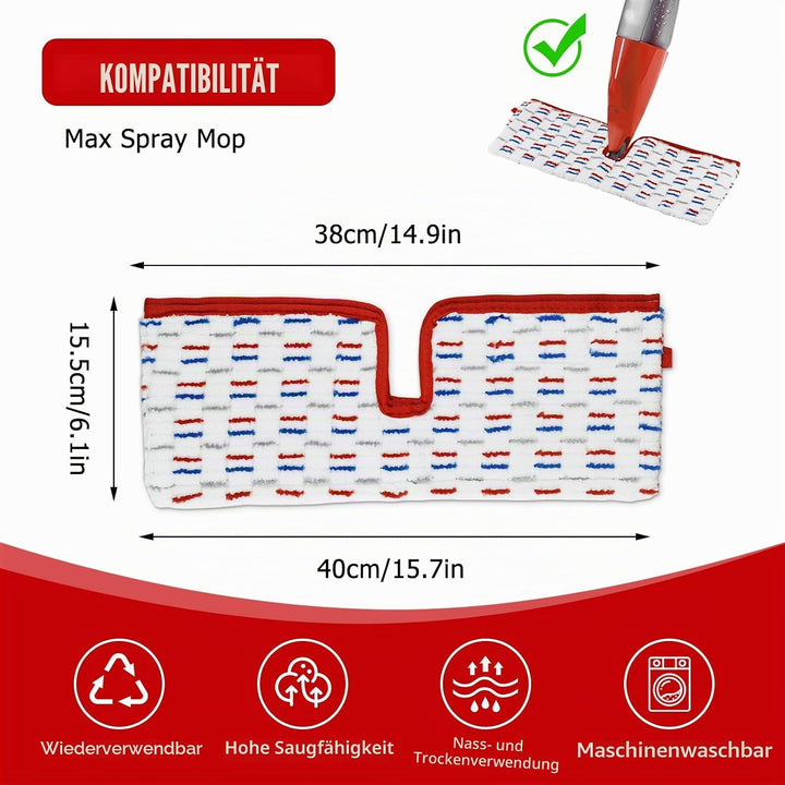 5 Stück für Vileda 1-2 Spraymax Sprühwischer Ersatzbezug, Wiederverwendbar für Vileda Wischmopp mit
