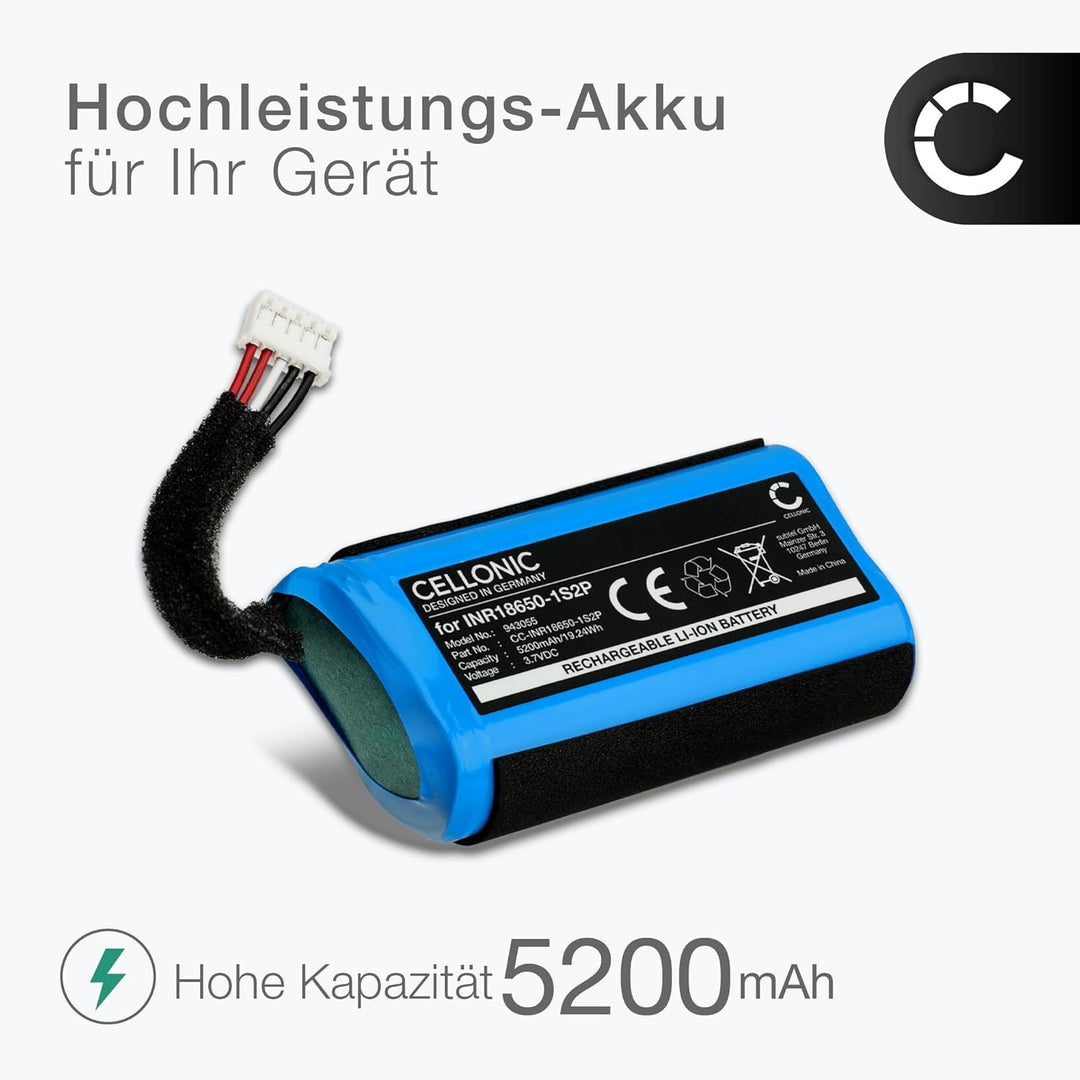 CELLONIC, Lautsprecherakku kompatibel mit Teufel ROCKSTER GO 2 (5200mAh, 3.7V) Ersatzakku GSP1029102