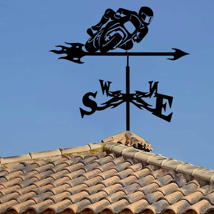 CYXZX Edelstahl Motorrad Form Wetterfahne Kreative Racing Windfahne Windrichtungsanzeiger für Garten