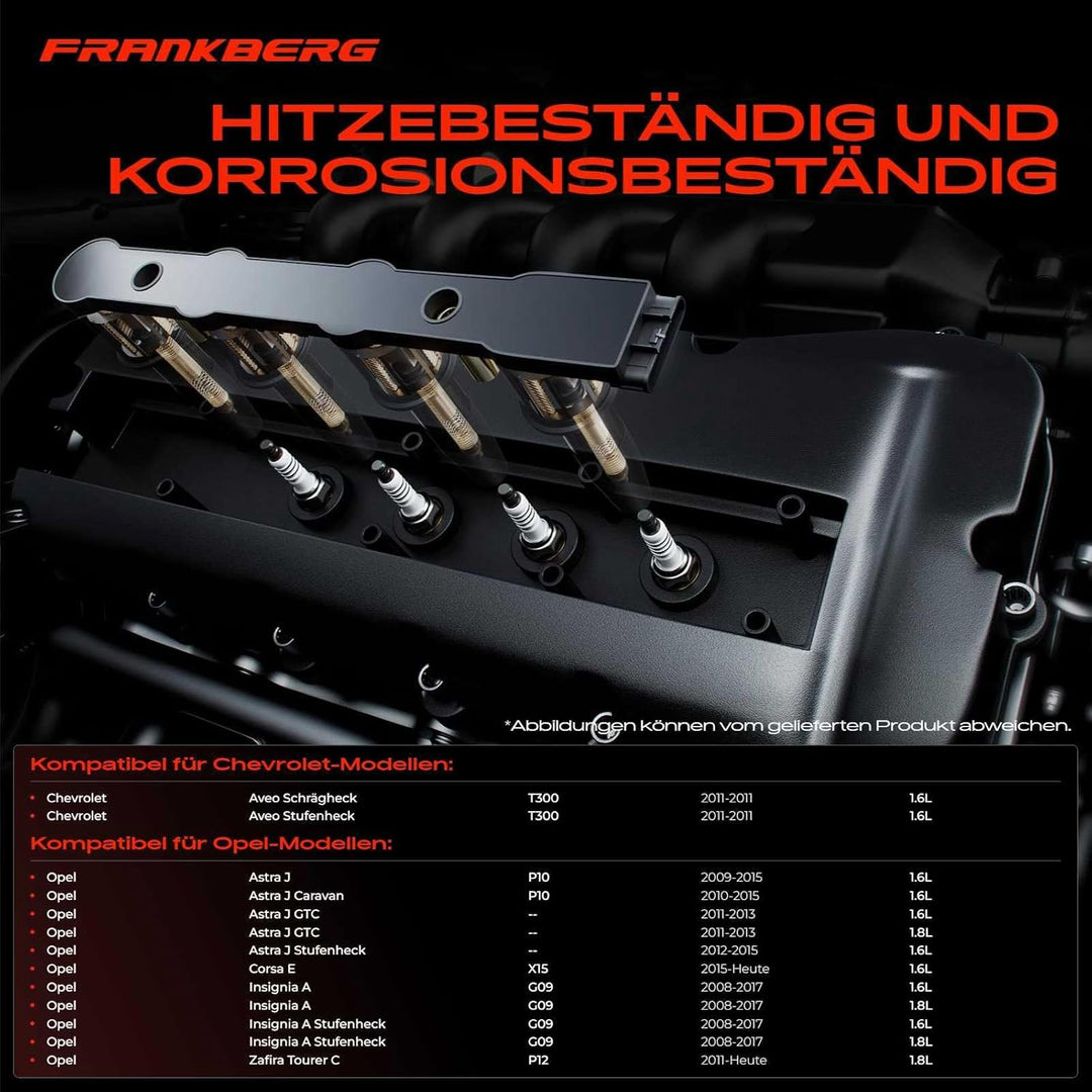 Frankberg Zündspule Zündkerze Kompatibel mit Aveo Astra Corsa Insignia A Zafira Tourer C 1.6L 1.8L B