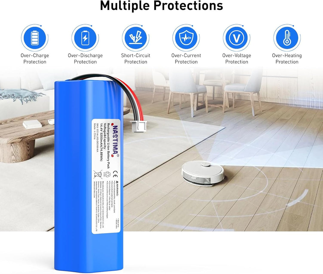 NASTIMA 14,4V 5200mAh Li-ion Ersatzakku für Ecovacs Deebot Ozmo 950, Deebot T8 T8+, Deebot T9 T9+, D