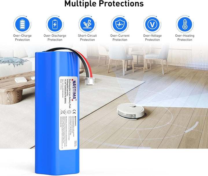 NASTIMA 14,4V 5200mAh Li-ion Ersatzakku für Ecovacs Deebot Ozmo 950, Deebot T8 T8+, Deebot T9 T9+, D