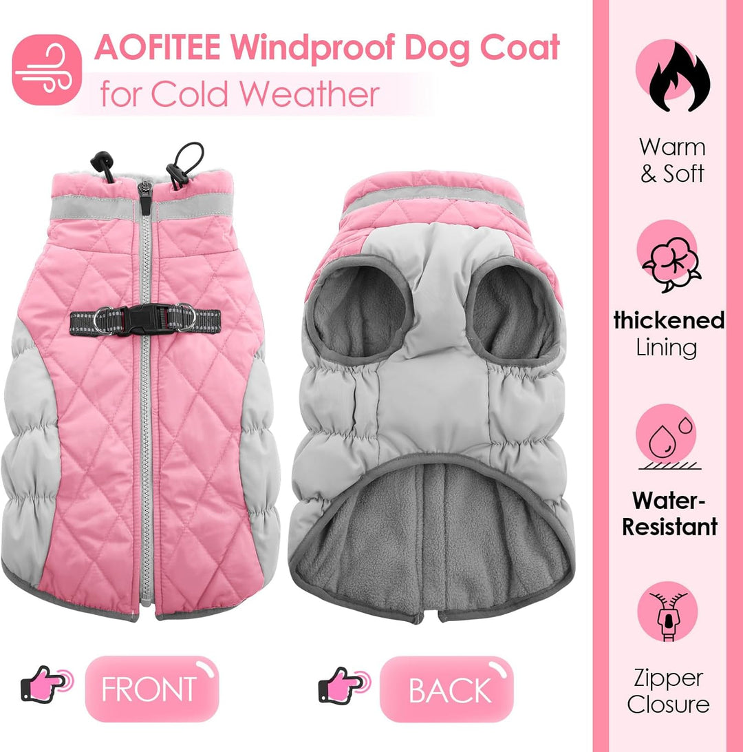 AOFITEE Extra Grosser Hundemantel, Warme Wasserdichter & Winddichter Hundejacke mit Bauchschutz, Rol