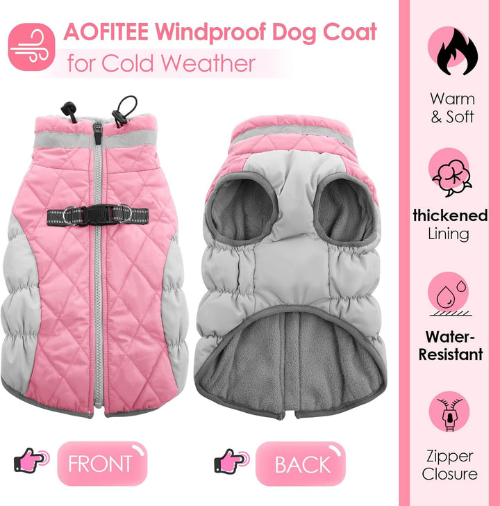 AOFITEE Extra Grosser Hundemantel, Warme Wasserdichter & Winddichter Hundejacke mit Bauchschutz, Rol