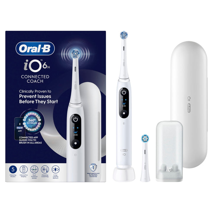 Oral-B iO 6N Elektrische Zahnbürste, Weiss, Reiseetui