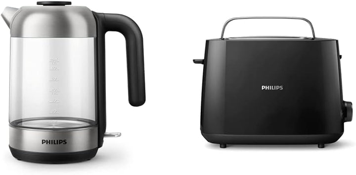 Philips HD9339/80 Glas Wasserkocher, 1,7 Liter (LED-Beleuchtung, Trockenlaufschutz, herausnehmbarer