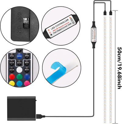 YUNYODA LED Lichtbänder für Elektroroller - Wasserdichtes faltbares Sicherheitsdekorationslicht für