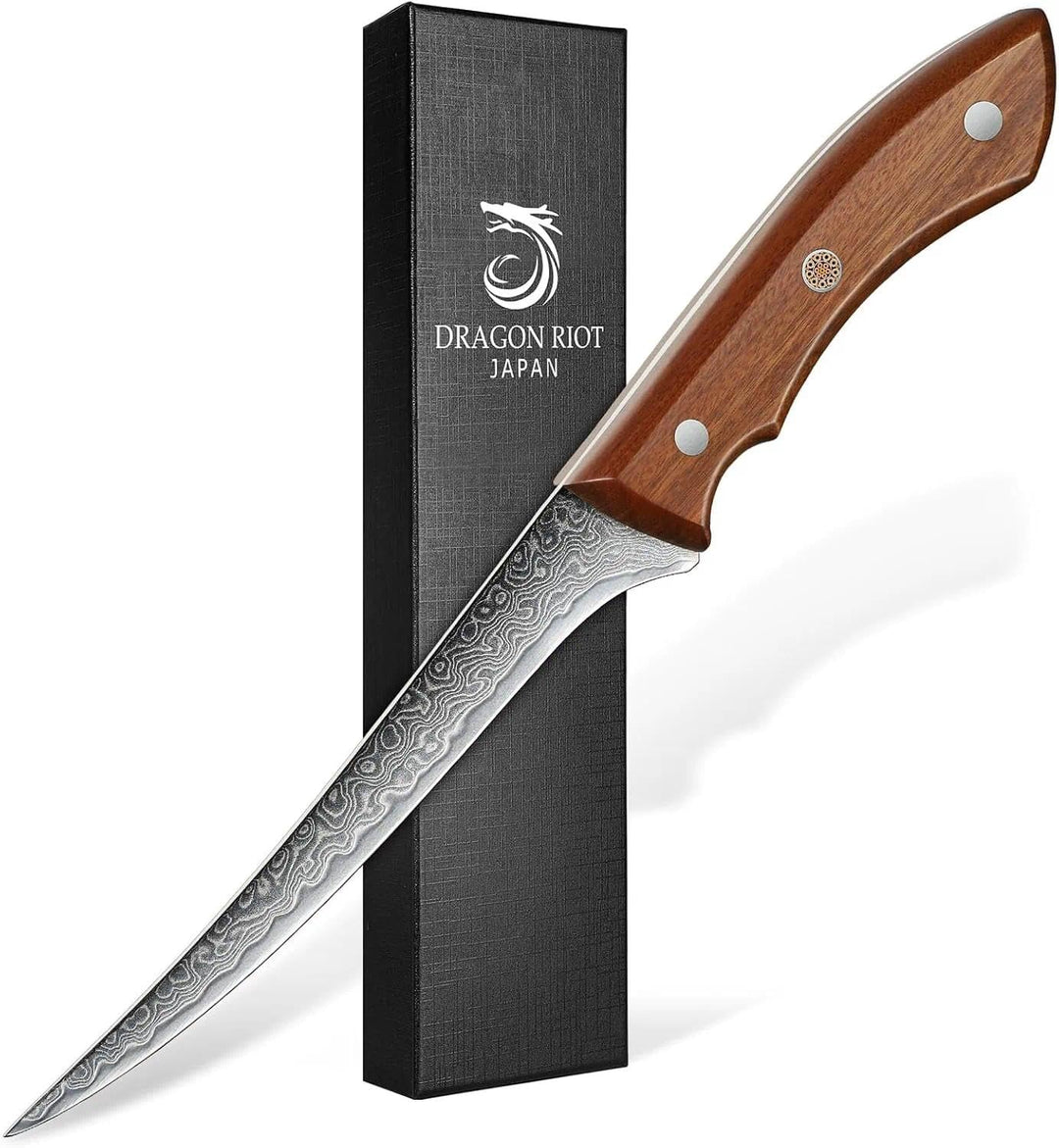 DRAGON RIOT Ausbeinmesser profi, Fleischmesser extrem Scharf Damastmesser mit Ergonomischer Griff, D