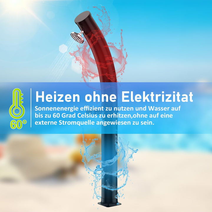 Ansobea solardusche 40 Liter Solar Gartendusche Inkl Schutzhaube und Bodenelement, schwenkbarer Dusc